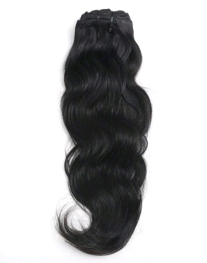 8Pcs Black Wavy One Set Clip In Extensions