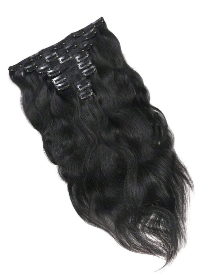 8Pcs Black Wavy One Set Clip In Extensions